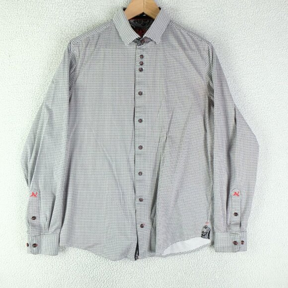 Au Noir Shirt Mens Extra Large Black White Patterned Dress Button Up Long Sleeve - Picture 1 of 11